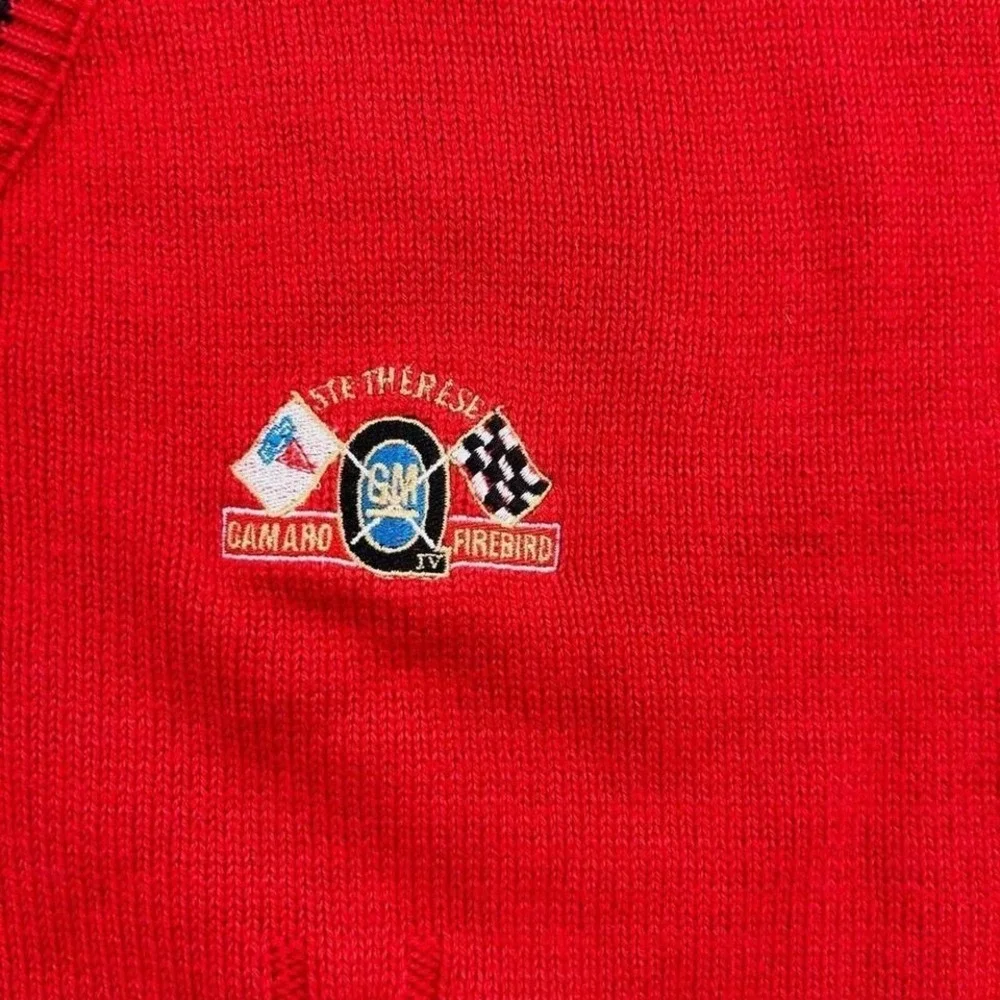 Vintage Camaro Firebird Sweater Adult XL Red V Neck General Motors Car‎ Auto